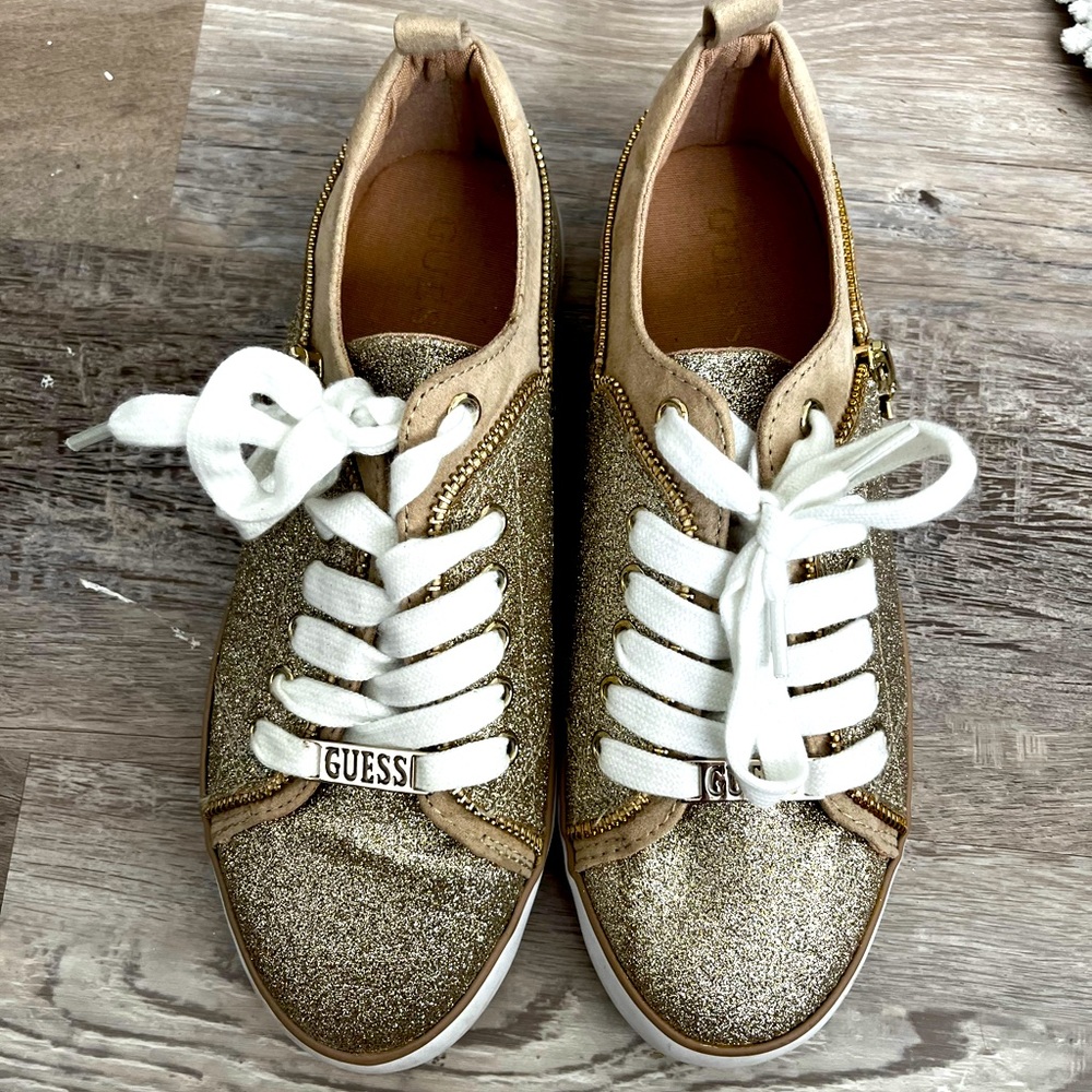 Guess Gold Sparkly Tennis Shoes